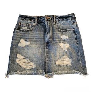 NEW Forever 21 Denim distressed jeans mini skirt medium